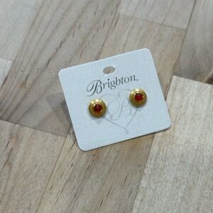 Brighton Gold and Orange/Red Stud Earrings Ferrara Collection